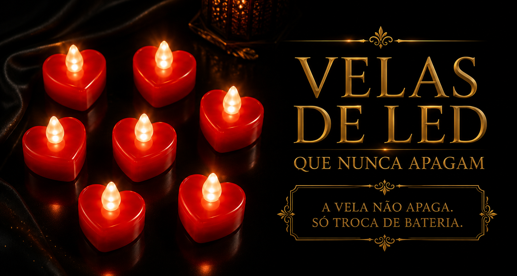 6 velas de LED em formato de coração