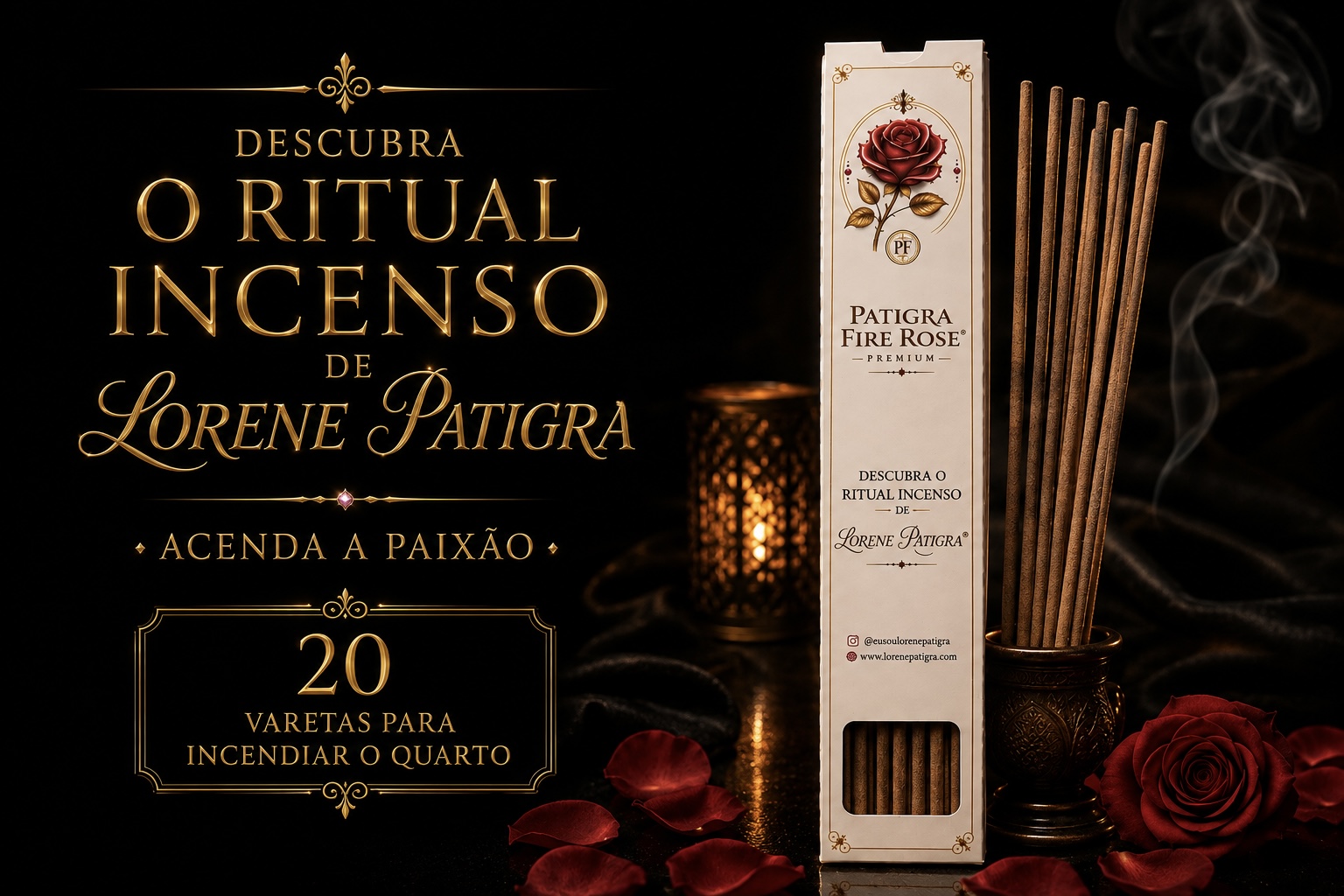 Caixa de incenso Patigra Fire Rose com 20 varetas